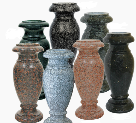 This wonderful collection of beautiful vases offers families a way to find a vase that will match, or maybe even emphasize virtually any existing memorial. These vases are made of a large variety of different types of granite stone, which helps offer a wide selection of color choices. 