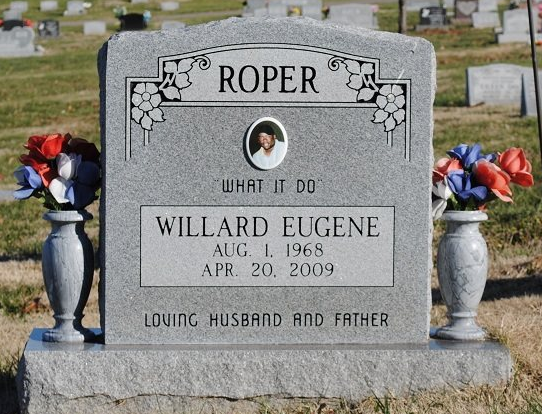 This single monument was designed with granite material and customized with a photo for remembrance of a special husband and father. 